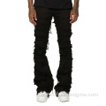 Black Custom Vintage Wash Stacked Jeans Men